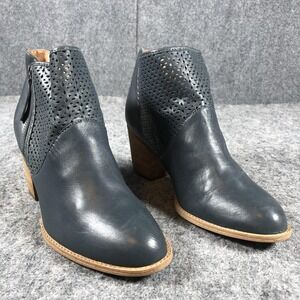 Sofft Ankle Booties Womens‎ Size 11 M Blue Leather Perforated Heel Zip SF0011007